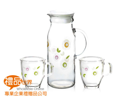 玻璃杯 種子一壺二杯組 水壺 茶壺 玻璃壺