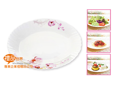      粉彩蘭花強化餐盤、盤子、強畫陶瓷、玻璃盤
