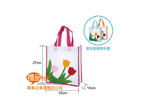  鬱金香立體繡花環保袋、花朵購物袋、直式提袋