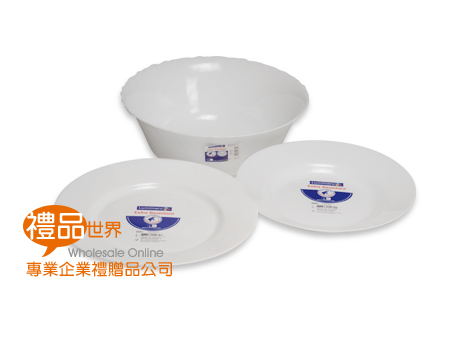  樂美雅純白強化餐具3件組、盤子、菜盤、樂美雅盤子