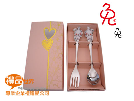  禮品 贈品 企業贈品 此商品為開心兔餐具組 環保筷  (兔) 環保餐具  湯匙  叉子 免洗餐具