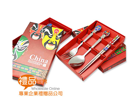 禮品 贈品 禮贈品 此商品為中國風臉譜餐具組(三入) 環保筷