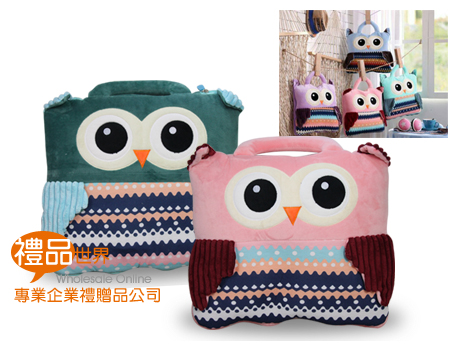    貓頭鷹造型抱枕毯、冷氣毯、薄毯、抱枕、毛毯 冬季 冬天 MM77