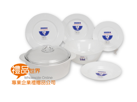  樂美雅純白強化餐具6件組、盤子、餐盤、耐熱鍋