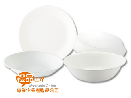 康寧純白餐盤4件組 餐盤組 餐盤 餐具 碗盤組 廚房 料理 盤子 湯碗 麵碗